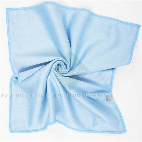 China Bulk Wholesale patterned OEM Custom microfiber window cleaning cloth exporter Custom Blue Microfiber Glass Towels Supplier